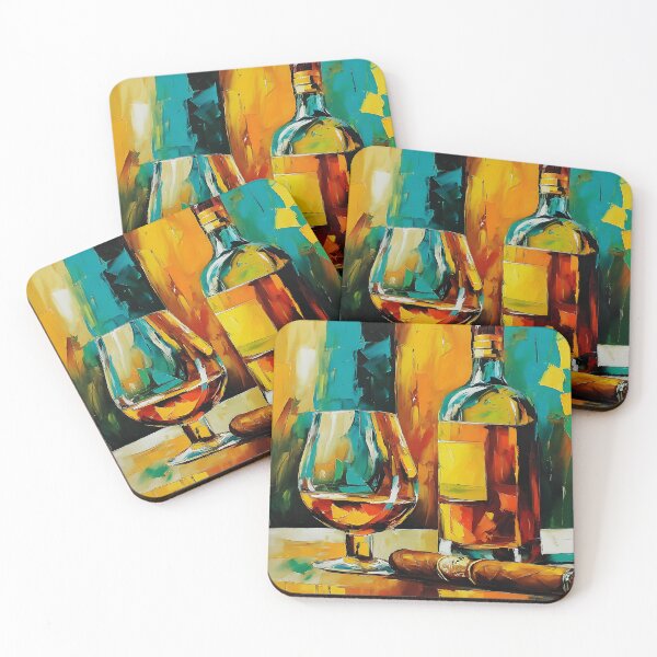 Item preview, Whiskey and Cigar Elegance - A Vivid Abstract Expression of Luxury and Timeless Indulgence designed and sold by OlfactoART Studio.