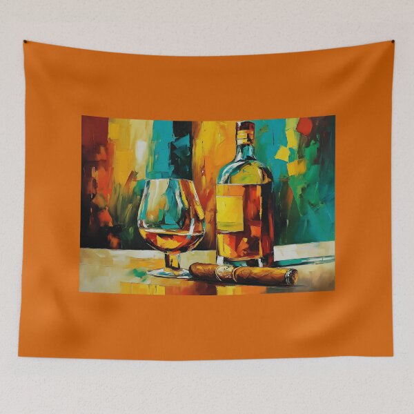 Item preview, Whiskey and Cigar Elegance - A Vivid Abstract Expression of Luxury and Timeless Indulgence designed and sold by OlfactoART Studio.