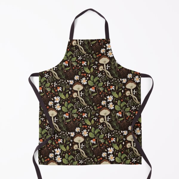 Item preview, Dark Cottagecore Mushroom Pattern – Woodland Fungi and Autumn Foliage designed and sold by smeraldosecrets.