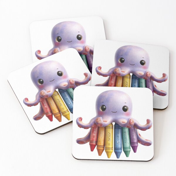 Item preview, Cute Octopus with Crayons – Kawaii Colorful Art T-Shirt designed and sold by Lumiart1408.