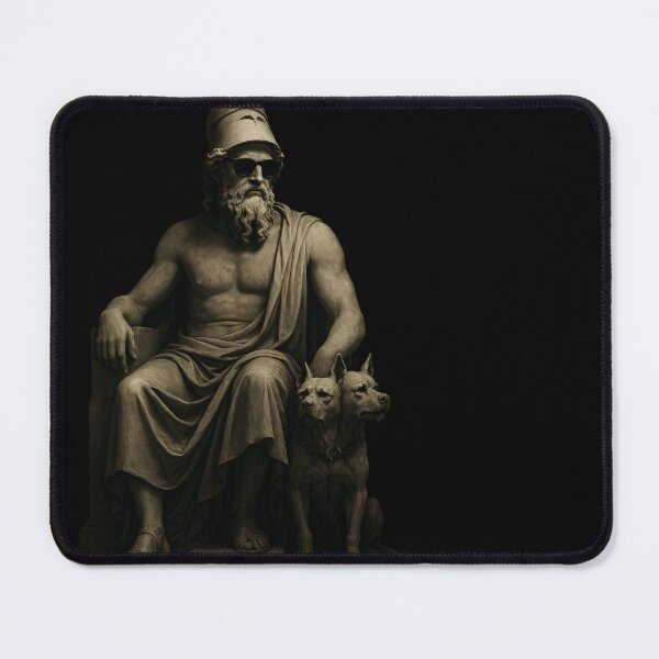 Item preview, Hades with Sunglasses & Cerberus | Gothic Greek God Mashup designed and sold by WhisperFrame.