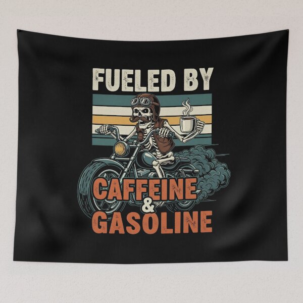 Item preview, Fueled by Caffeine & Gasoline – Biker Skeleton Coffee Lover Design designed and sold by H1-made.