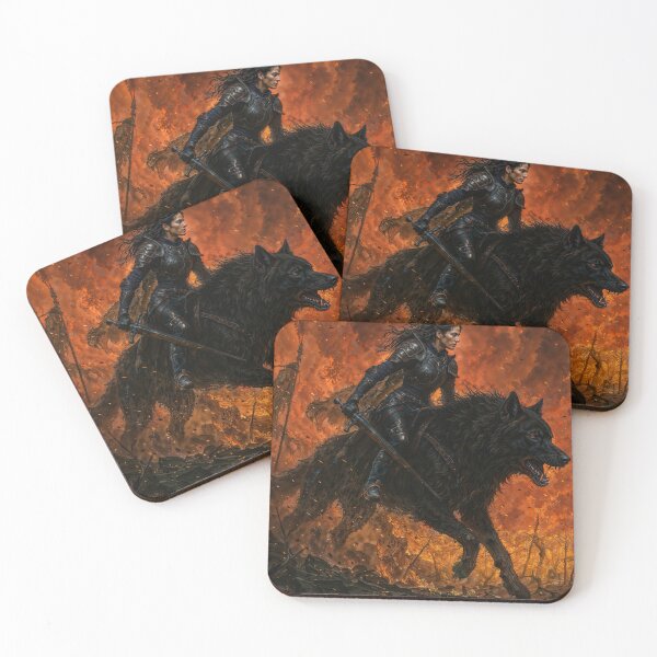 Item preview, Warrior Queen of Fire – Dark Fantasy Wolf Rider designed and sold by posteriumprint.
