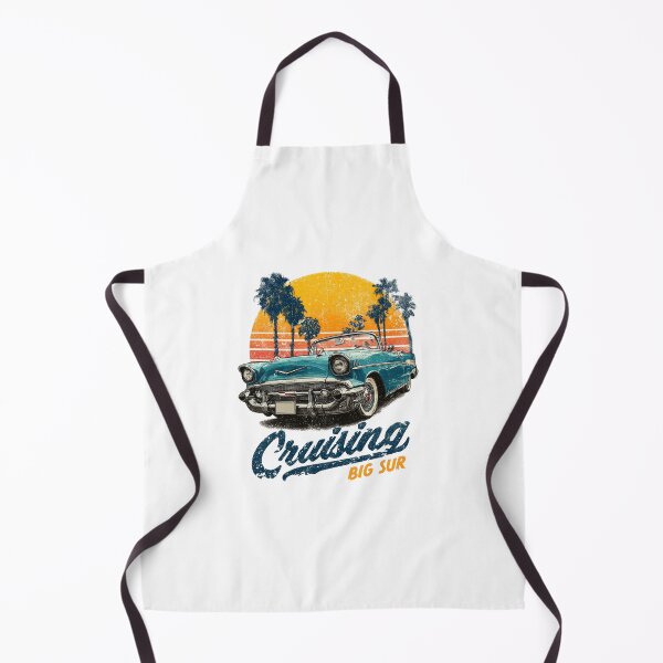 Item preview, Cruising Big Sur, Retro vintage style T-shirt design featuring a classic convertible car with a sunset designed and sold by PeffysArt.