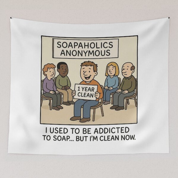 Item preview, Soapaholics Anonymous – Funny Clean Addiction Cartoon designed and sold by FoxyVibes.