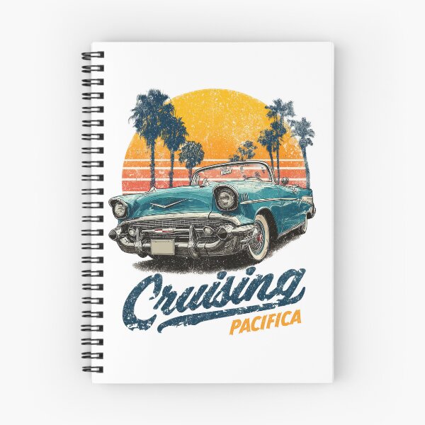 Item preview, Cruising Pacifica, Retro vintage style T-shirt design featuring a classic convertible car with a sunset designed and sold by PeffysArt.