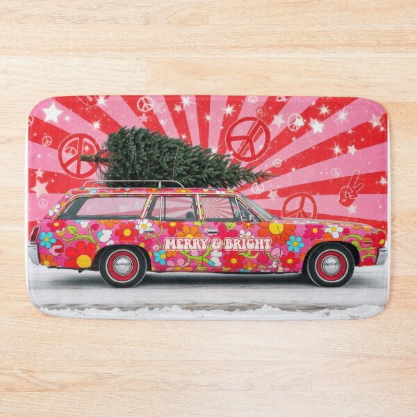 Item preview, Retro Merry & Bright Christmas Car designed and sold by moonmuffin7.