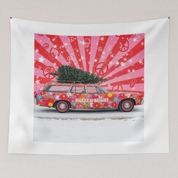 Item preview, Retro Merry & Bright Christmas Car designed and sold by moonmuffin7.
