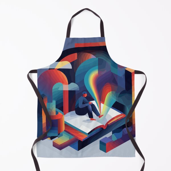 Item preview, Abstract Reader – Surreal Book and Rainbow Cityscape Illustration designed and sold by Moss and Moon Studio.