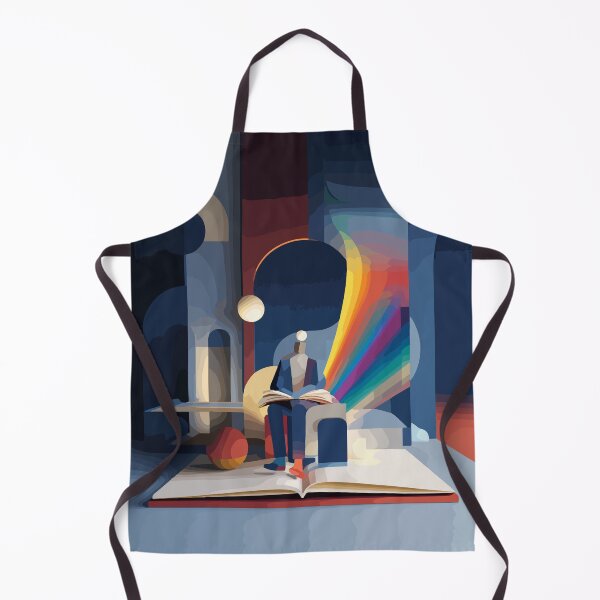 Item preview, Abstract Reader – Surreal Book and Rainbow Cityscape Illustration designed and sold by Moss and Moon Studio.