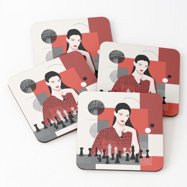 Item preview, Elegant Woman with Chess – Minimalist Geometric Illustration designed and sold by Moss and Moon Studio.