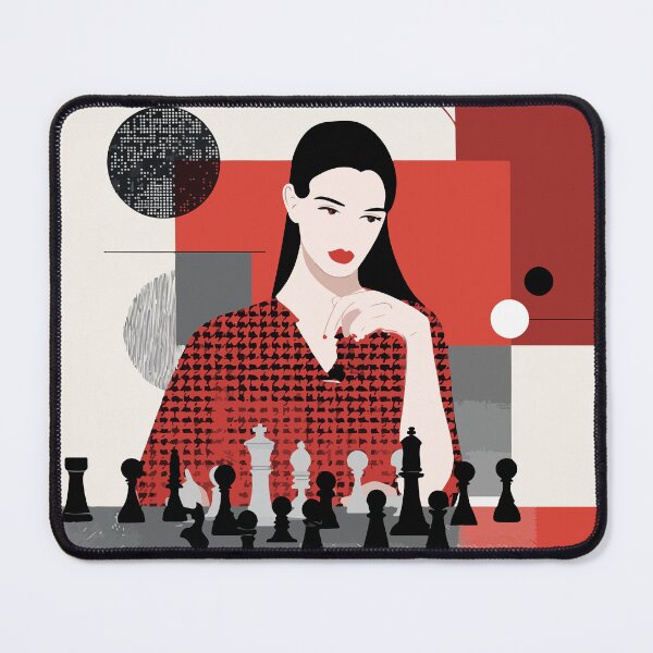 Item preview, Elegant Woman with Chess – Minimalist Geometric Illustration designed and sold by Moss and Moon Studio.