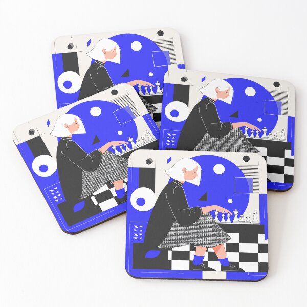 Item preview, Elegant Woman with Chess – Minimalist Geometric Illustration designed and sold by Moss and Moon Studio.