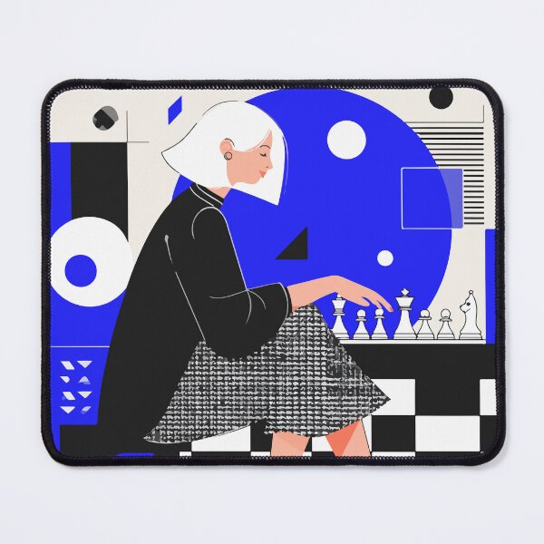 Item preview, Elegant Woman with Chess – Minimalist Geometric Illustration designed and sold by Moss and Moon Studio.