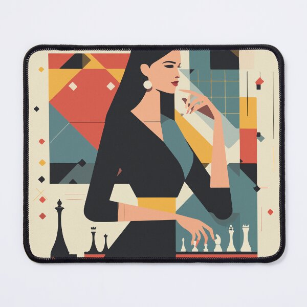 Item preview, Elegant Woman with Chess – Minimalist Geometric Illustration designed and sold by Moss and Moon Studio.