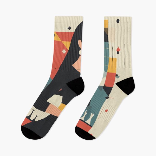 Item preview, Elegant Woman with Chess – Minimalist Geometric Illustration designed and sold by Moss and Moon Studio.