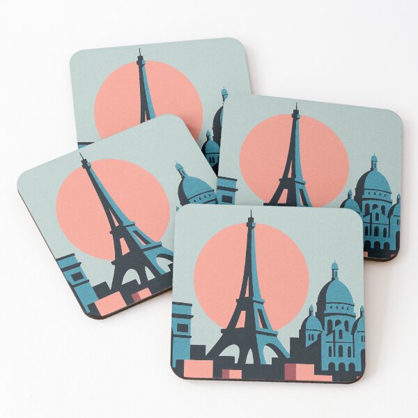 Item preview, Retro Paris Geometric Poster – Eiffel Tower and Arc de Triomphe designed and sold by Pink & California.