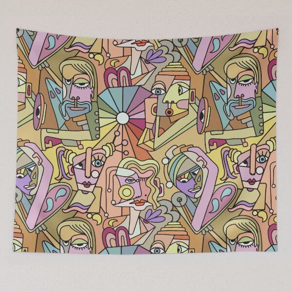 Item preview, Cubist Style People In Muted Rainbow Colors designed and sold by Unhinged Heather.