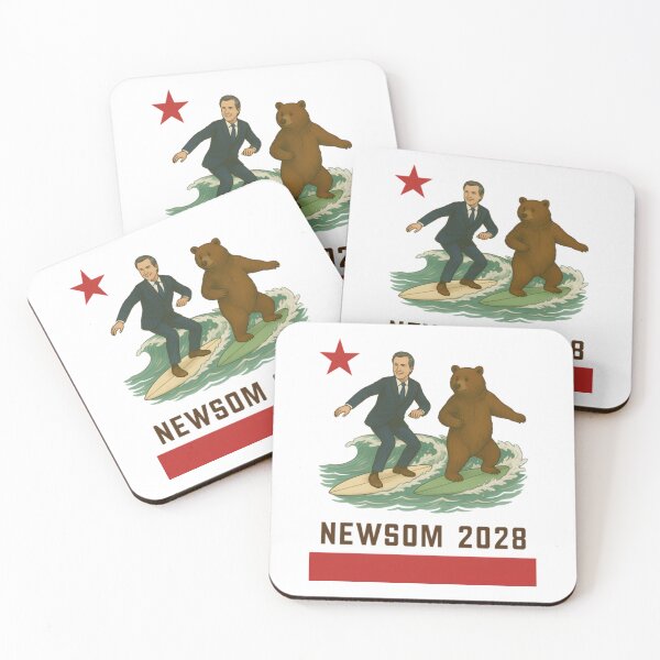 Item preview, Gavin Newsome 2028 Election California Flag Surfing Bear designed and sold by casseyill.