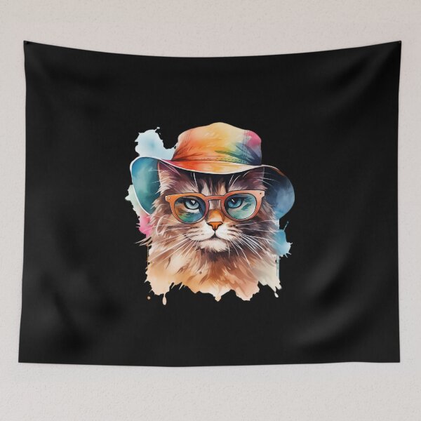 Item preview, Cool Cat in Sunglasses and Colourfull Bucket Hat designed and sold by Amazing-Kortez.