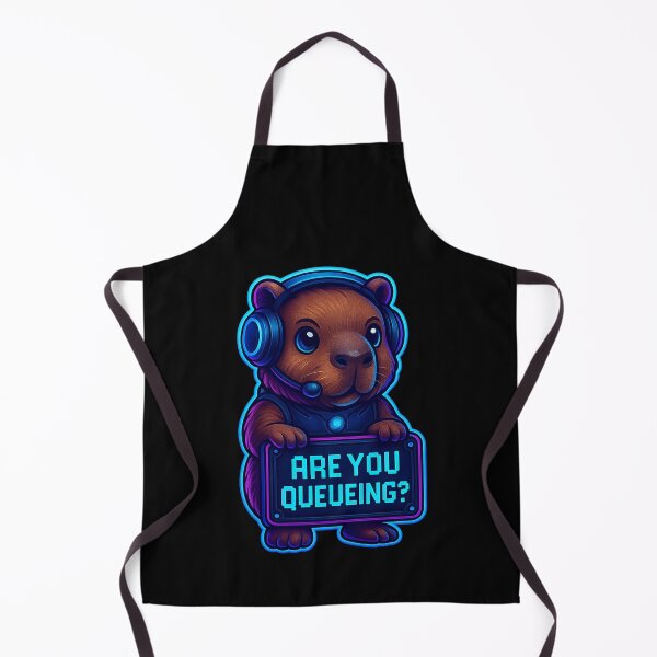 Item preview, Neon Gamer Capybara - Are You Queueing? designed and sold by Derpy Lab .