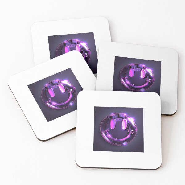 Item preview, Smiley de neón morado 3D estilo ciberpunk designed and sold by mariaben33.