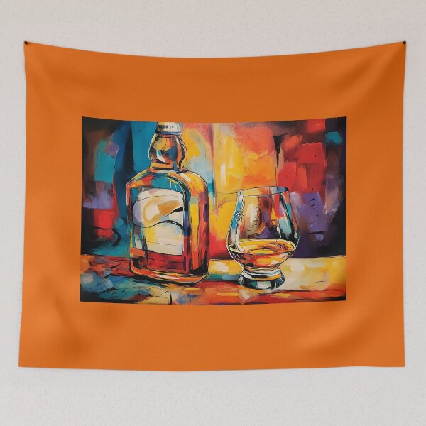 Item preview, Celebrate Whiskey in Color - A Vibrant Abstract Fusion of Warmth Energy and Contemporary Flair designed and sold by OlfactoART Studio.