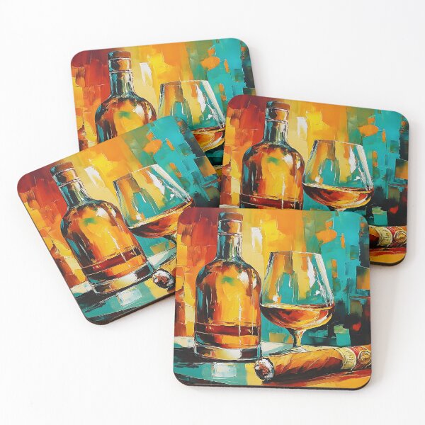 Item preview, Savor Whiskey and Smoke - A Bold Abstract Celebration of Color Warmth and Indulgence designed and sold by OlfactoART Studio.