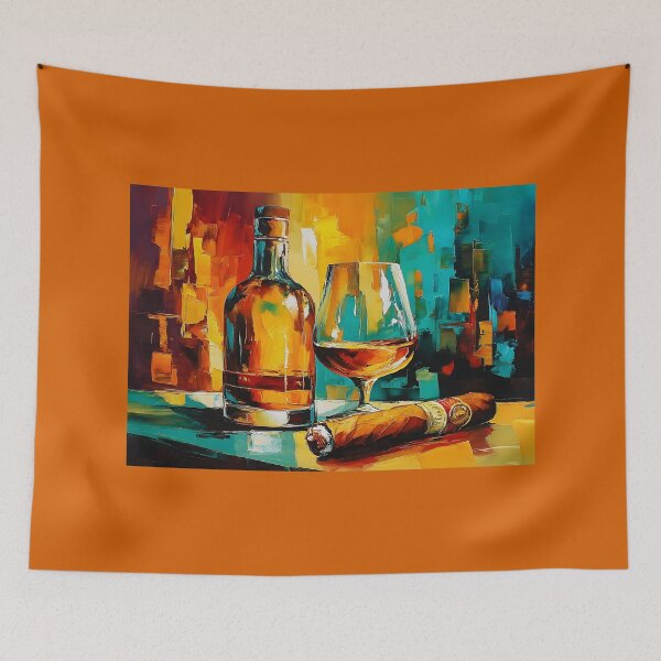 Item preview, Savor Whiskey and Smoke - A Bold Abstract Celebration of Color Warmth and Indulgence designed and sold by OlfactoART Studio.