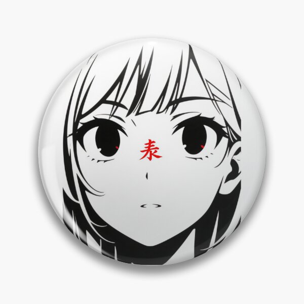 Item preview, Minimalist anime/manga girl face with red kanji designed and sold by OniiShope.