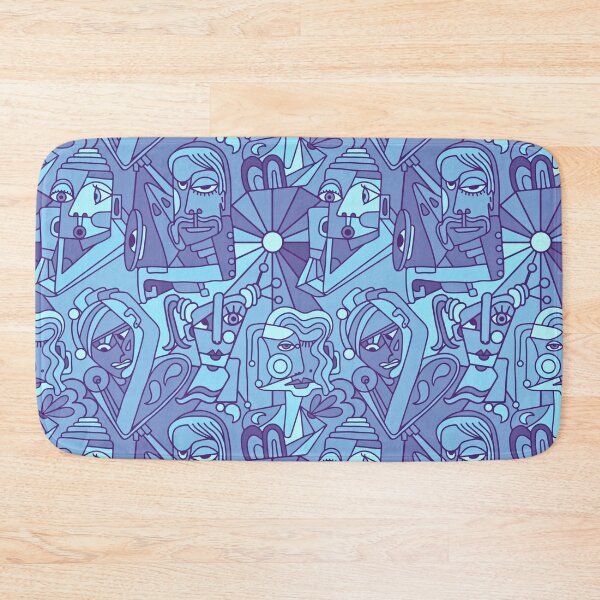 Item preview, Cubist Style People In Shades of Blue designed and sold by Unhinged Heather.