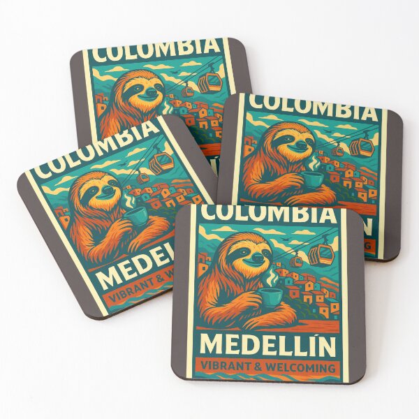 Item preview, Colombia Medellín Travel Poster – Vibrant Retro Coffee Culture Art designed and sold by ReyDeLaCalle.
