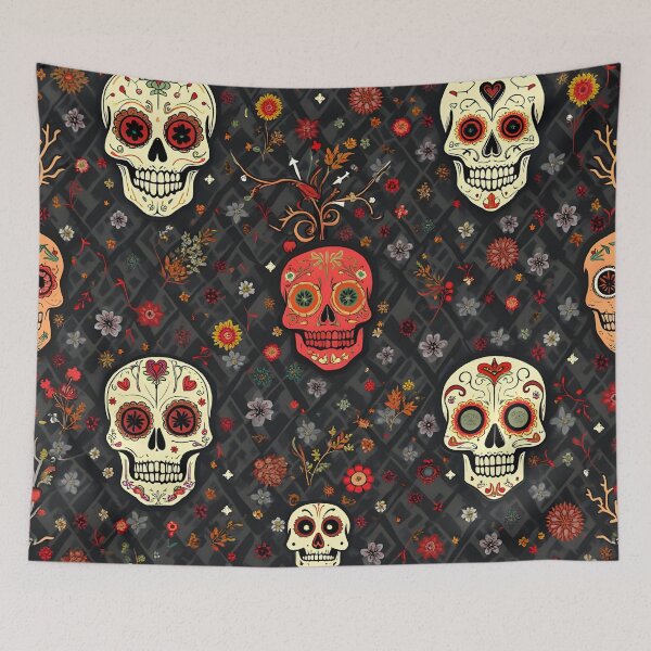 Item preview, Argyle floral Pattern with Candy Skulls – Spooky Gothic Preppy Design designed and sold by WhimsicalThredz.