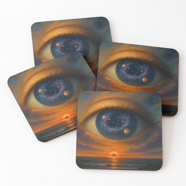 Item preview, Cosmic Eye Watching Over Sunset Ocean designed and sold by FunnySignalStudio.