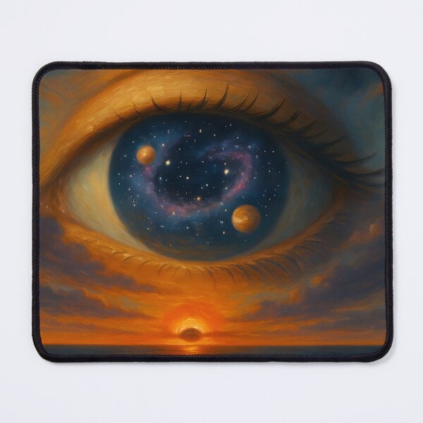 Item preview, Cosmic Eye Watching Over Sunset Ocean designed and sold by FunnySignalStudio.