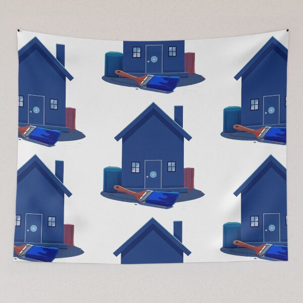 Item preview, Blue House painting cartoon designed and sold by TriForceDesign.