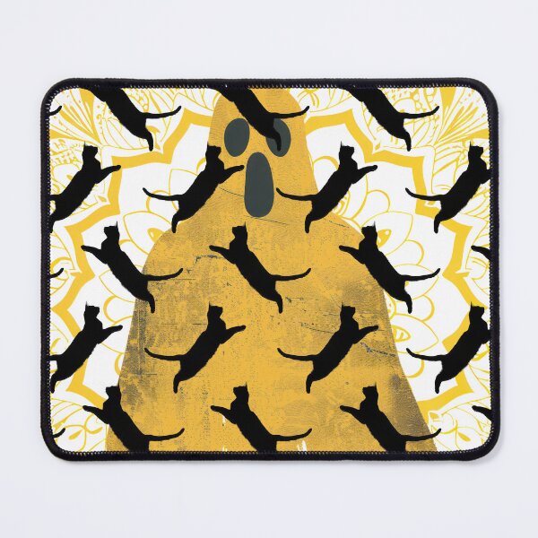 Item preview, Black Cats on Yellow Ghoulish Ghost Pattern designed and sold by Rich Summers Art.