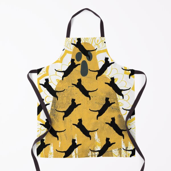 Item preview, Black Cats on Yellow Ghoulish Ghost Pattern designed and sold by Rich Summers Art.