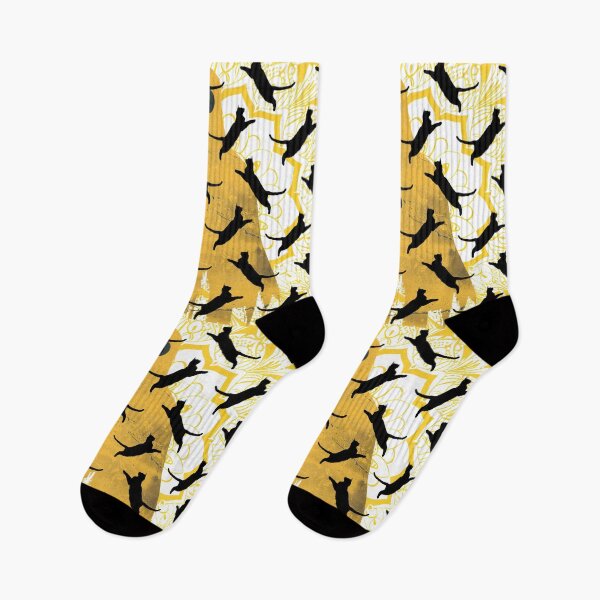 Item preview, Black Cats on Yellow Ghoulish Ghost Pattern designed and sold by Rich Summers Art.