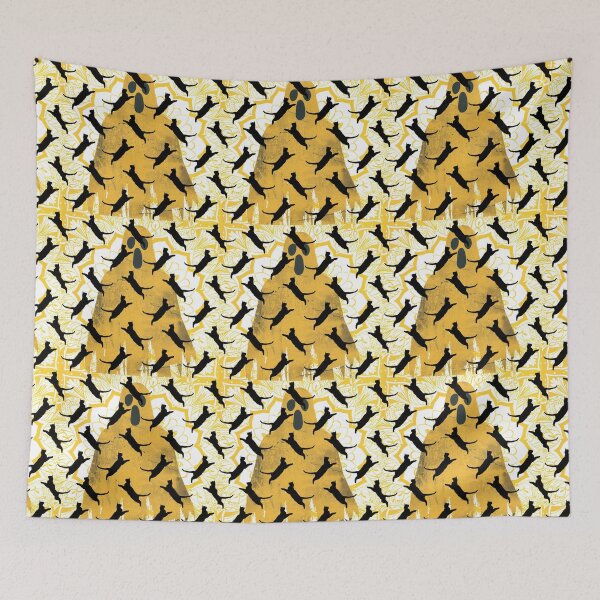 Item preview, Black Cats on Yellow Ghoulish Ghost Pattern designed and sold by Rich Summers Art.