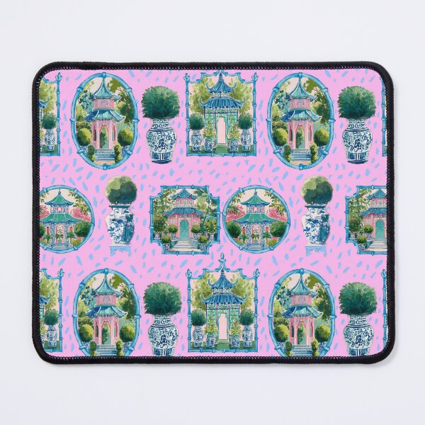 Item preview, Chinoiserie pagodas in bamboo frames and topiaries in ginger jars designed and sold by SophieClimaArt.
