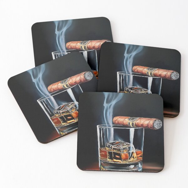 Item preview, Toast to Indulgence - A Vibrant Abstract Celebration of Whiskey Cigar and Luxurious Leisure designed and sold by OlfactoART Studio.