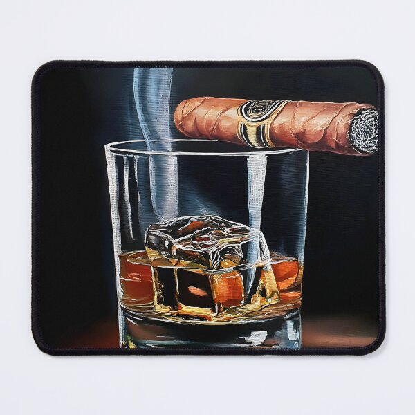 Item preview, Toast to Indulgence - A Vibrant Abstract Celebration of Whiskey Cigar and Luxurious Leisure designed and sold by OlfactoART Studio.