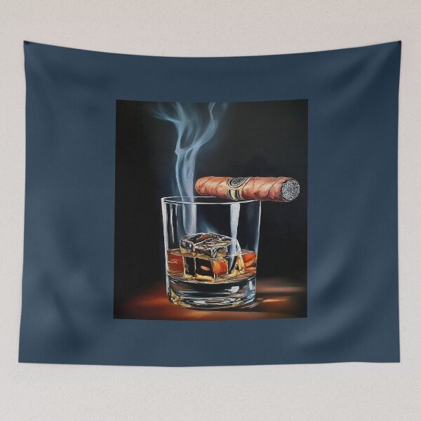 Item preview, Toast to Indulgence - A Vibrant Abstract Celebration of Whiskey Cigar and Luxurious Leisure designed and sold by OlfactoART Studio.