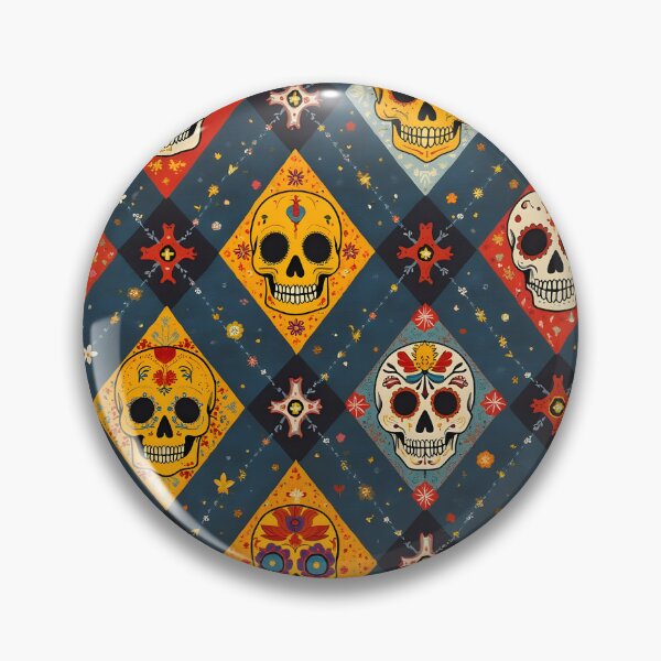 Item preview, Argyle Pattern with Candy Skulls – Gothic Day of the Dead Design designed and sold by WhimsicalThredz.