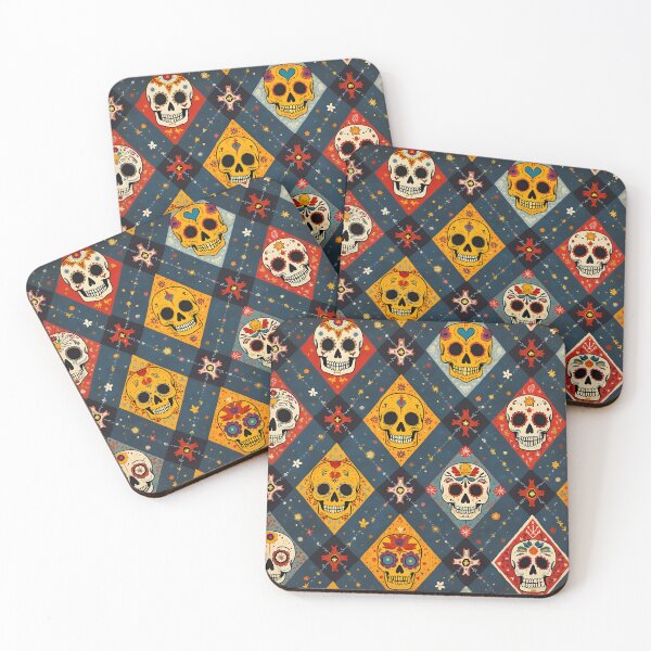 Item preview, Argyle Pattern with Candy Skulls – Gothic Day of the Dead Design designed and sold by WhimsicalThredz.