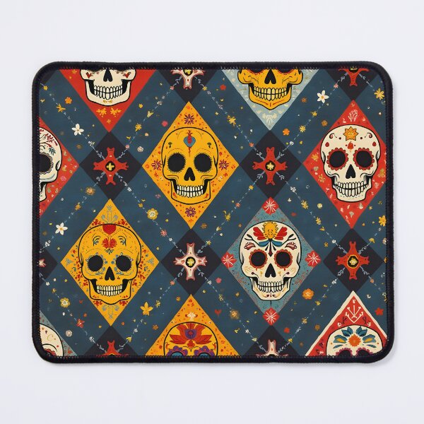 Item preview, Argyle Pattern with Candy Skulls – Gothic Day of the Dead Design designed and sold by WhimsicalThredz.