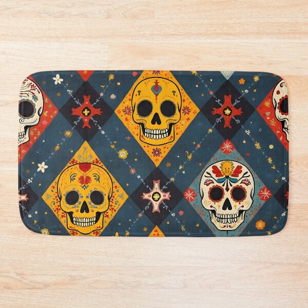 Item preview, Argyle Pattern with Candy Skulls – Gothic Day of the Dead Design designed and sold by WhimsicalThredz.