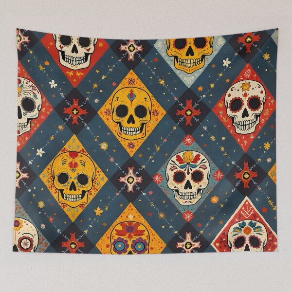 Item preview, Argyle Pattern with Candy Skulls – Gothic Day of the Dead Design designed and sold by WhimsicalThredz.