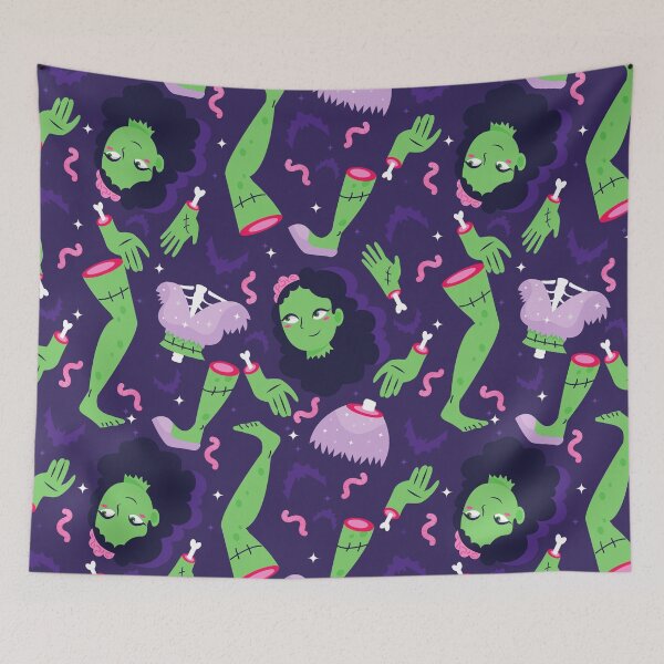 Item preview, undead halloween zombie girl worms bats creepy designed and sold by Gossip Rag.